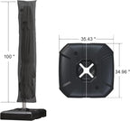 PURPLE LEAF 9'×11.5' Cantilever Patio Umbrella with Base Rectangle Offset Outdoor Umbrella Cover with Zipper for Garden Deck Pool Grey - Image 4