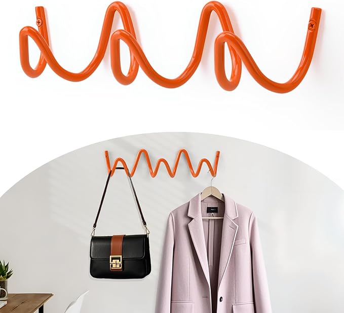 Coat Rack Wall Mount, Creative Wave Wall Hooks 20KG Capacity, Easy Installation by Bumtosc