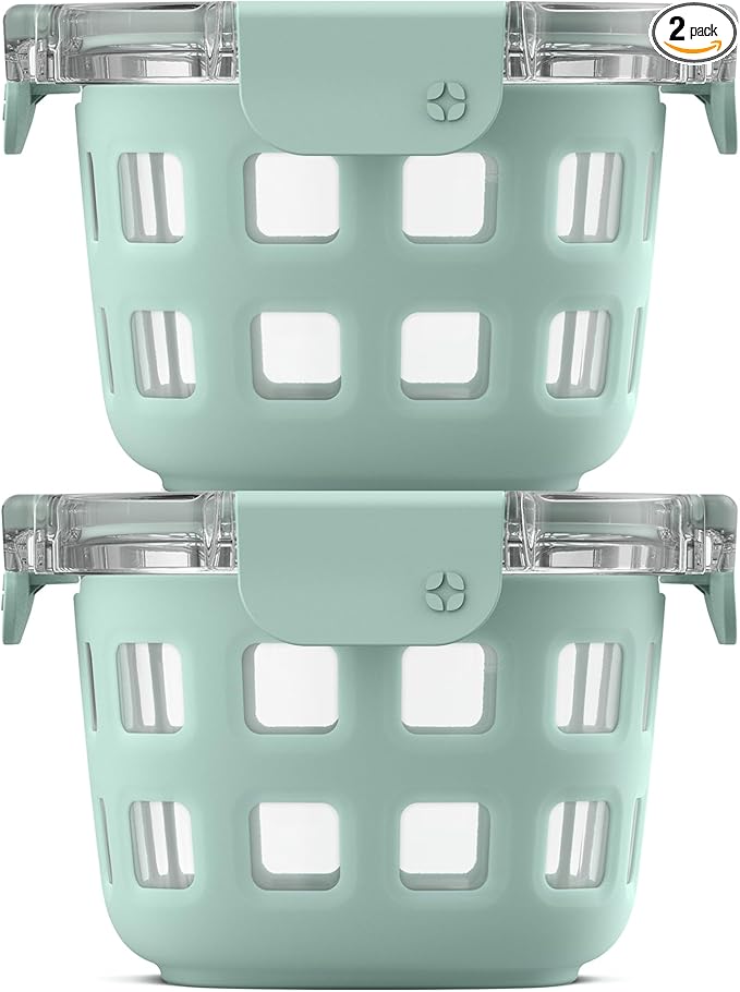 Ello Duraglass 2-Pack 2 Cup Reusable Glass Container Jar by Ello