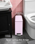 Rubbish Bin with Lid, 10 L, Stainless Steel Bathroom Waste Bin, Small Waste Bin - Image 2