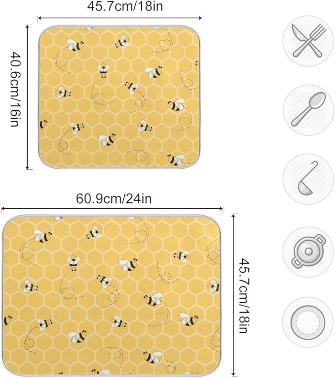 Funny Bees Honey Dish Drying Mat 18x24 - Image 3