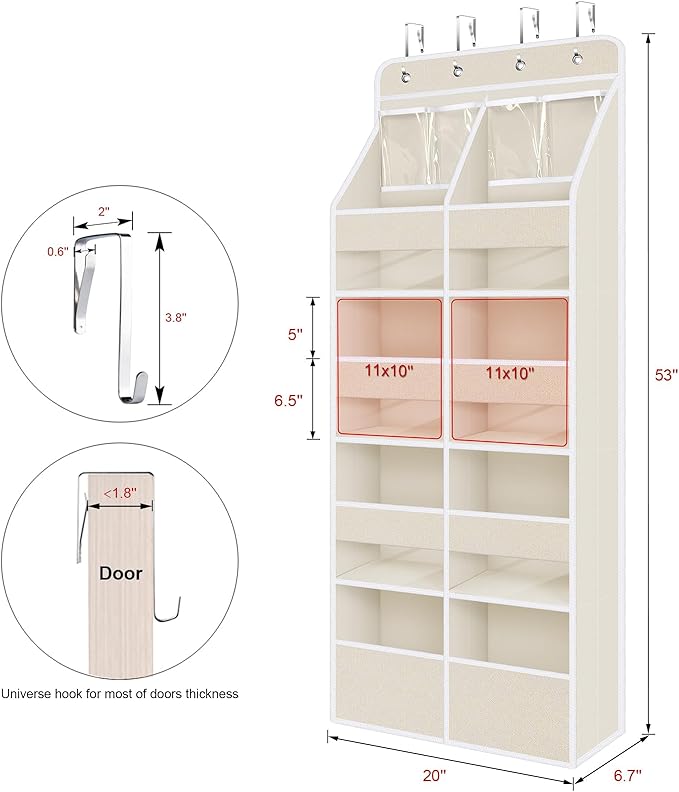 Univivi 5-Shelf Fabric Door Storage Over Door Hanging Organizer - Image 3