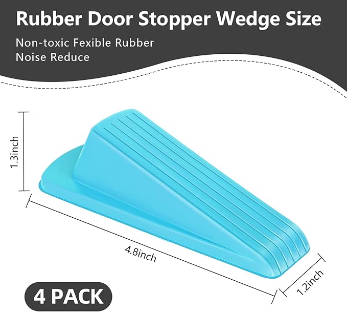 4 Pack Premium Rubber Door Stoppers Wedge, Door Stops - Image 3