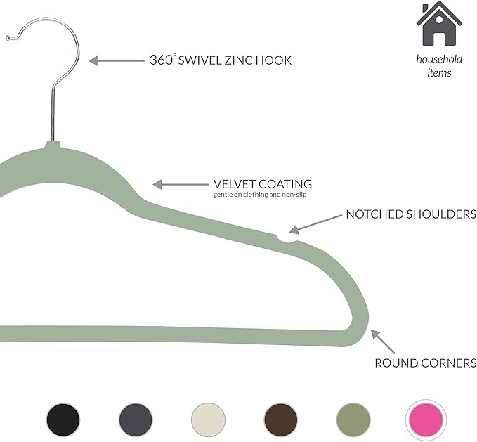 Simplify Slim Velvet Clothes Hangers | 50 Pack | Non-Slip | Shirts | Suit | - Image 2