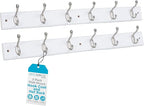 BIRDROCK HOME Oval Hook Coat and Hat Rack | 6 Hooks | 2 Pack | White Finish | by BIRDROCKHOME