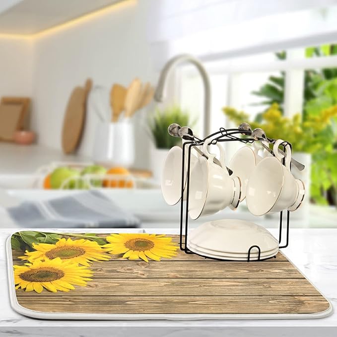 Super Absorbent Dish Drying Mat, Microfiber Fast-Drying Dish Mat, Kitchen Dish - Image 5