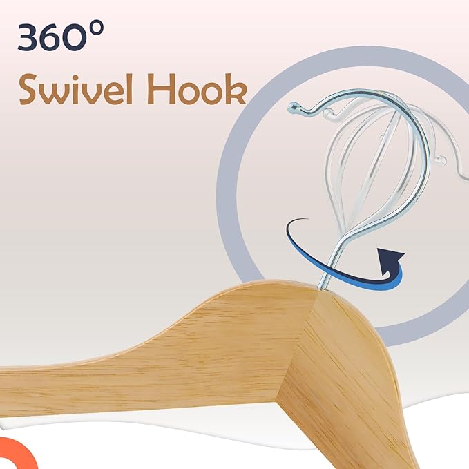 ELONG HOME Solid Wooden Hangers 20 Pack, Wood Suit Hangers - Image 5