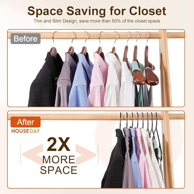HOUSE DAY Black Plastic Hangers 16 Pack, Space Saving Coat Hanger, Clothes - Image 3