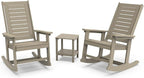 GREENVINES Outdoor Rocking Chair Set | 3-Piece | Desert Brown Wood Grain | 2 Rocking Chairs with 1 Side Table | Porch Rocker | HDPE Plastic | Patio Furniture Sets by GreenVines