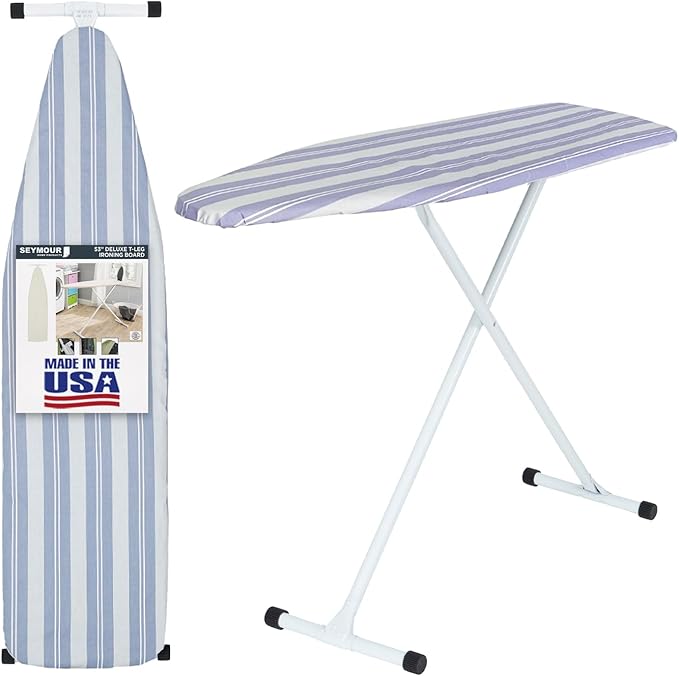 Full Size Ironing Board with Cover & Pad – USA-Made with Enhanced Grip Feet by Seymour+Home+Products