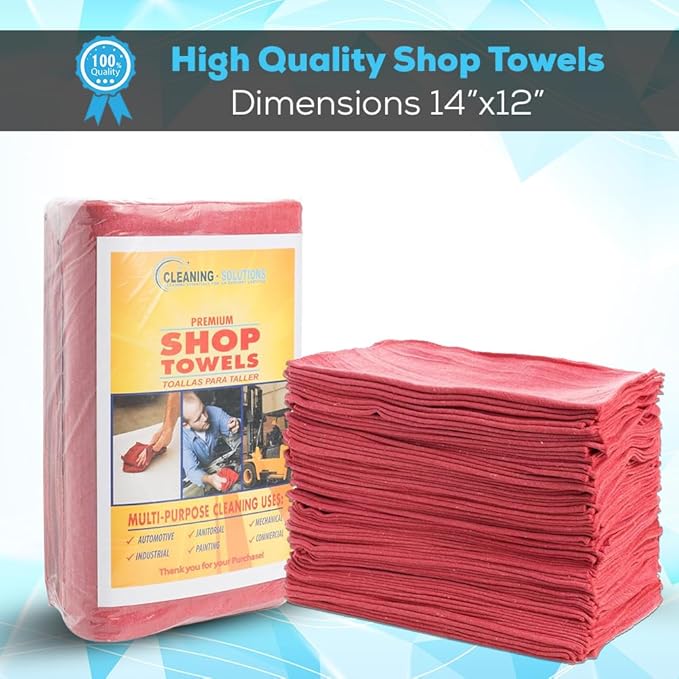 Simpli-Magic Cotton Shop Towels 14"x12" – Reusable Cleaning Shop Rags - Image 2