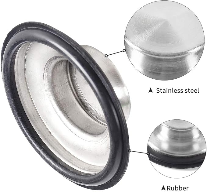 2 PCS Stainless Steel Kitchen Sink Stopper, Large Wide Rim 3.38" Diameter - Image 3