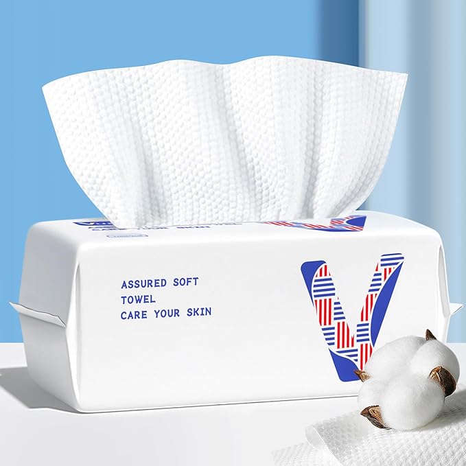 Face Towels Disposable Cotton Facial Towels, Drying Tissue by Vuacepe