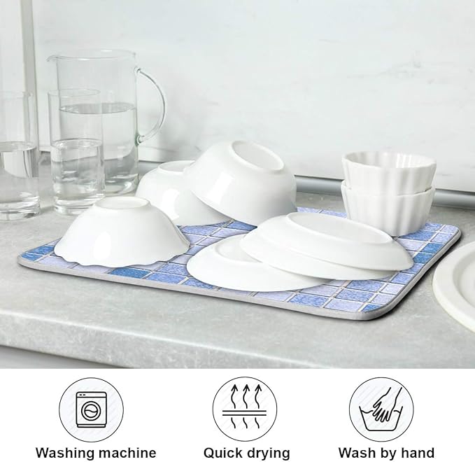 Super Absorbent Dish Drying Mat, Microfiber Fast-Drying Dish Mat, Kitchen Dish - Image 7