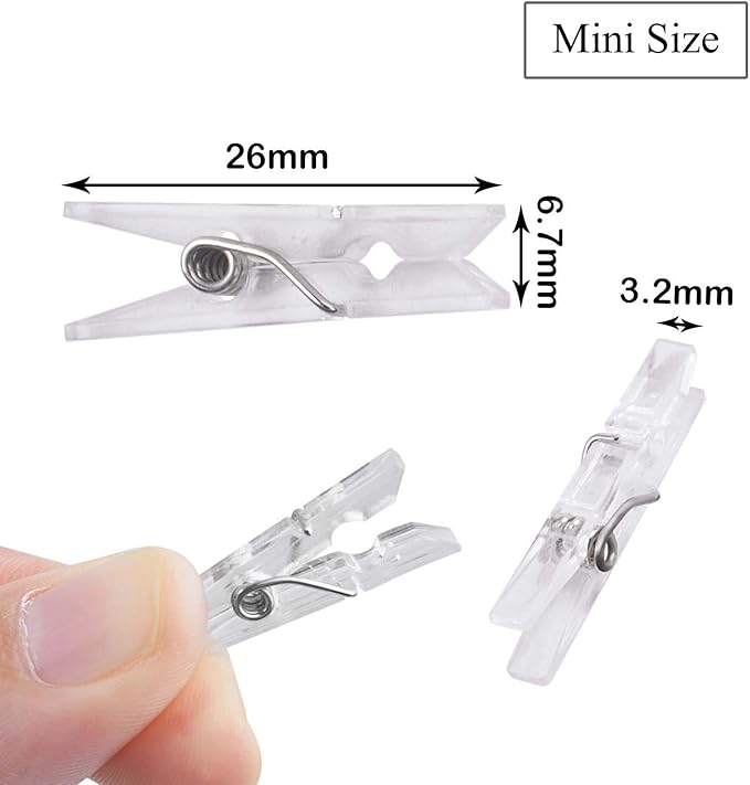 Aylifu Mini Clear Plastic Pegs, 200 Pieces Multi-Functional Mini Transparent - Image 2