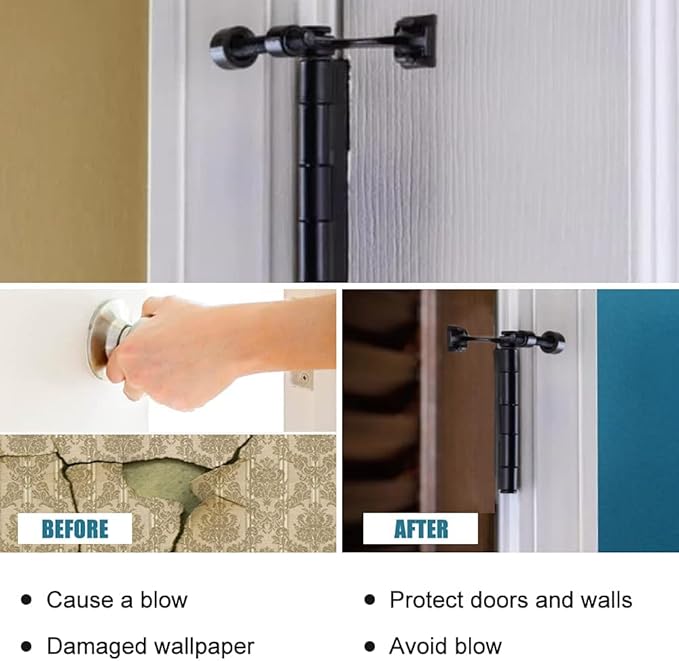 12 Pack Hinge Pin Black Door Stopper, Adjustable Heavy Duty Hinge Pin Door Stop - Image 3