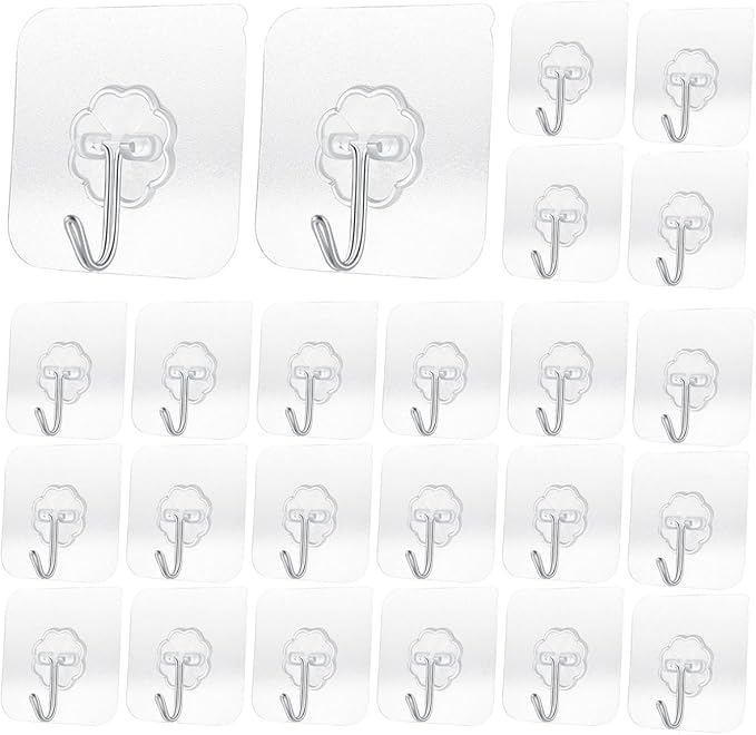 Heavy Duty Adhesive Hooks 33 lb 15KG, Waterproof and Oilproof Reusable Seamless by SZYIKUER