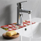 Kitchen Sink Splash Guard，Apple-on a checkered Faucet Mat Sink Gadgets-Super - Image 2