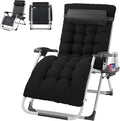 VINGLI 29" Padded Zero Gravity Chair, Lounge Chair with Removable Cushion & Tray， Folding Reclining Patio Chairs， Recliner Chair for Lawn，Indoor Outdoor-Black by VINGLI