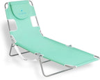Ostrich 4-Position Outdoor Chaise Lounge w/Face Cushion & Arm Holes, Teal - Lightweight Folding Lounger w/Adjustable Reclining Backrest, Portable w/Carry Strap, 250 lb Weight Capacity by OstrichProducts