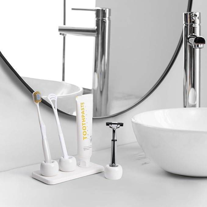 3 Pack Mini Ceramic Toothbrush Holder Stand - Image 6