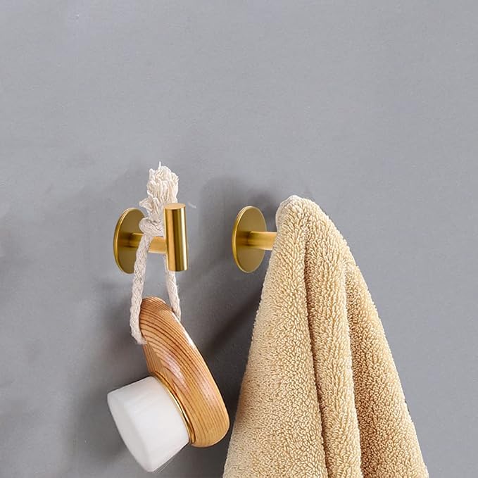 Vuzvuv Adhesive Brushed Gold Hooks, SUS304 Stainless Steel Self-Adhesive Towel - Image 3