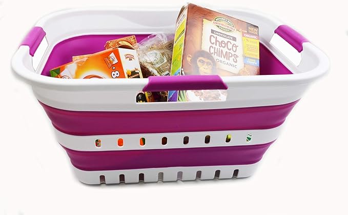 SAMMART 30L Collapsible 3 Handled Plastic Laundry Basket - Image 5