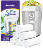 9 Gallon 60pcs Clear Trash Bags Strong Clear Garbage Bags, Bathroom Trash Can by HOMMALY