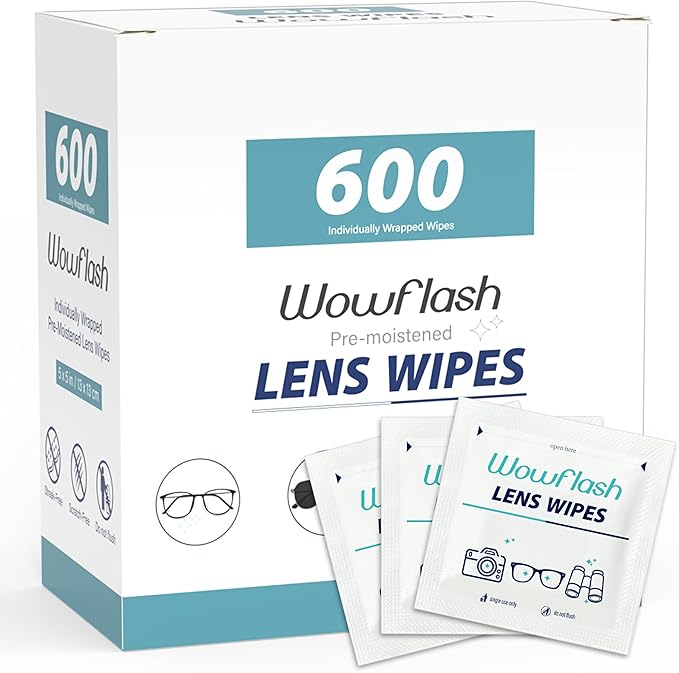 600 Count Lens Wipes for Eyeglasses, Eyeglass Lens Cleaning Wipes Pre-moistened by Wowflash