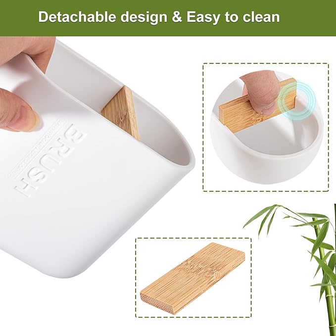 Toothbrush Holders Bamboo Electric Toothbrush Holder Bathroom Storage Organizer - Image 4