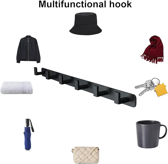 Coat Rack, Heavy Duty Stainless Steel 6 Tri Coat Hook Hanger, Wall Mounted - Image 4