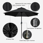 Sunnyglade 9' Patio Umbrella Outdoor Table Umbrella with 8 Sturdy Ribs - Image 2