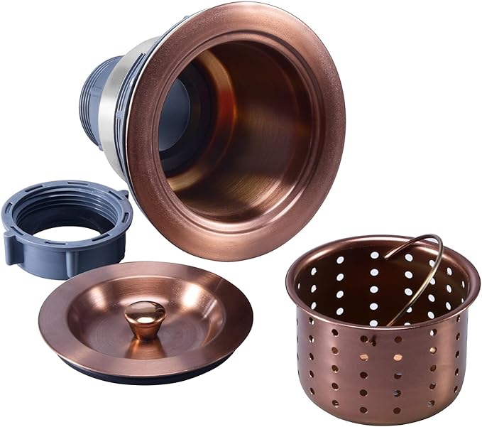 KONE 3/1-2 Inch Sink Drain Assembly Antique Copper Kitchen Sink Drain Kit - Image 2