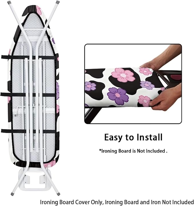 Pink Flower Cow Print Ironing Board Cover Soft Stain Resistant Ironing Board - Image 4