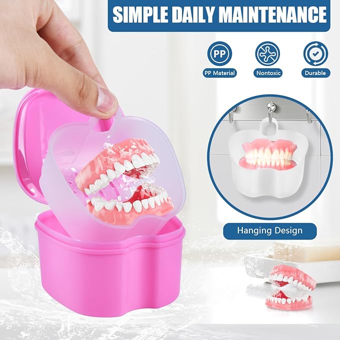 Pink Denture Bath Case Cup Box Holder Storage Container - Image 4