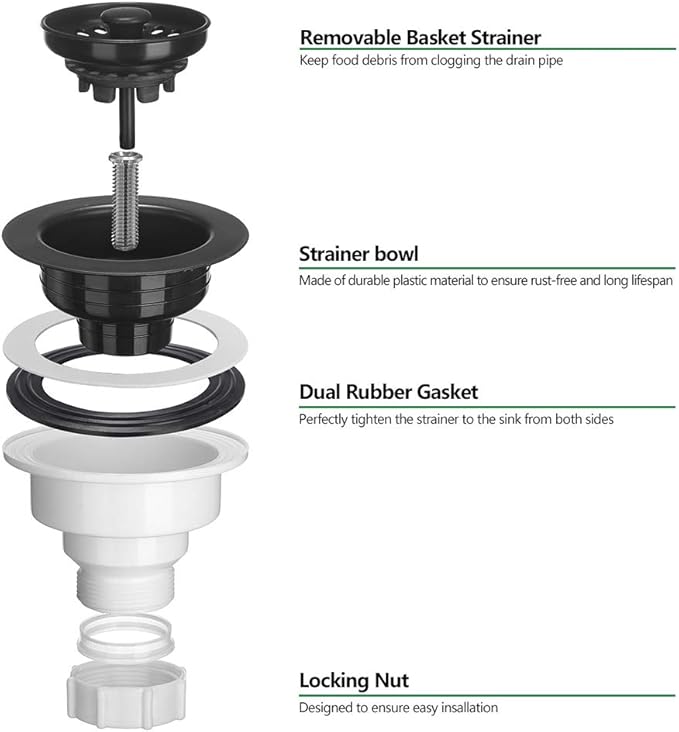 Serene Valley 3-1/2 inch Kitchen Sink Strainer Assembly - Image 3