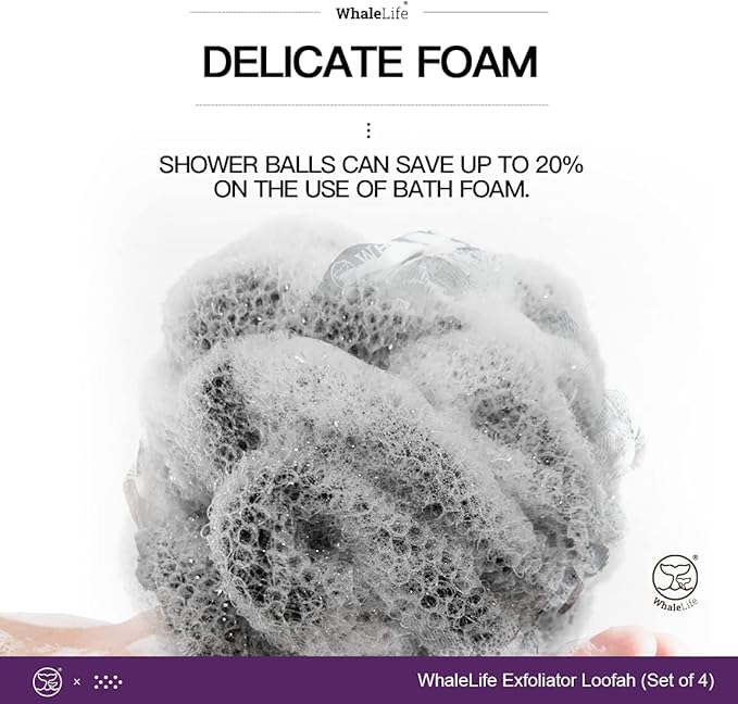 Loofah Sponge Bath Sponge for Women Men 4 Pack - Image 3