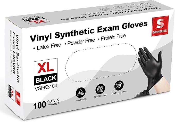 Schneider Vinyl Synthetic Exam Gloves, 4 Mil, Latex Free Disposable Gloves - Image 2