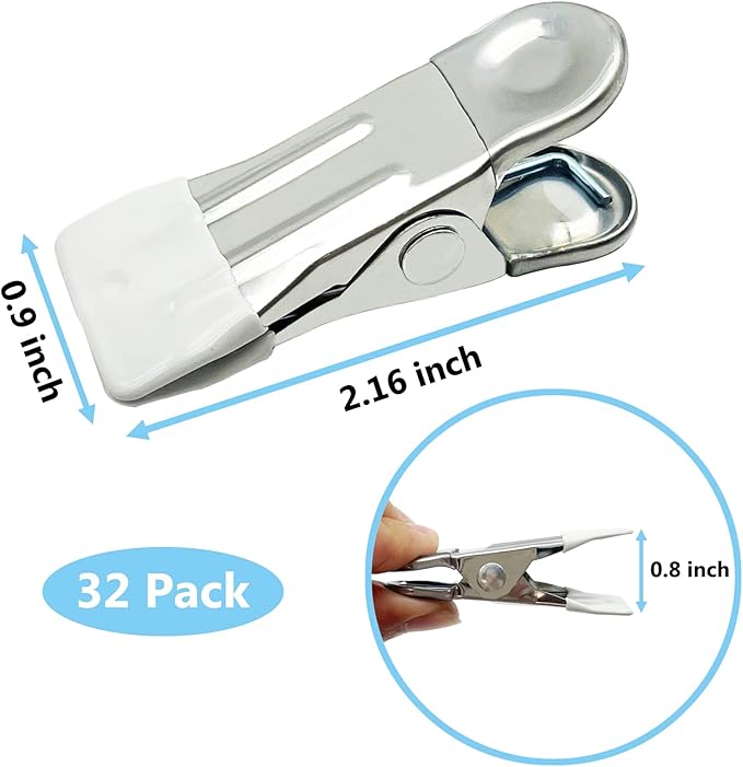Clothes Pins for Hanging Clothes, 32 Pack White Stainless Steel Clothespins for - Image 2