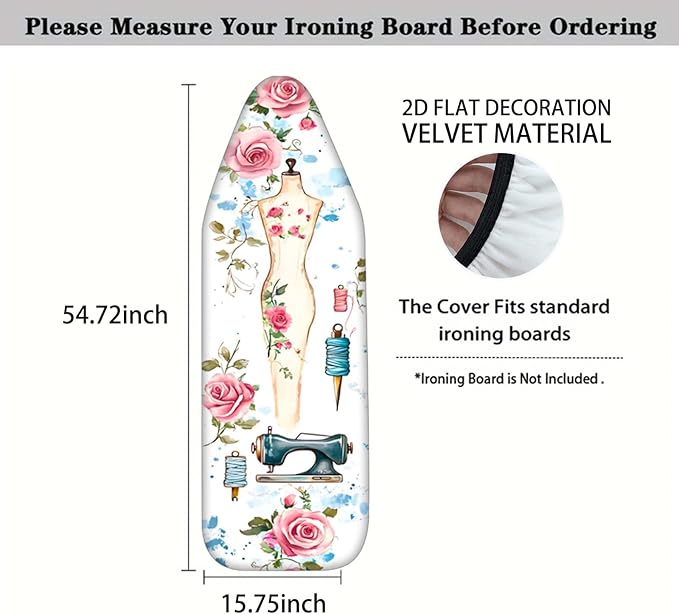Nuxovilar Sewing Mannequin & Floral Pattern Ironing Board Cover, 15×54 inch - Image 4