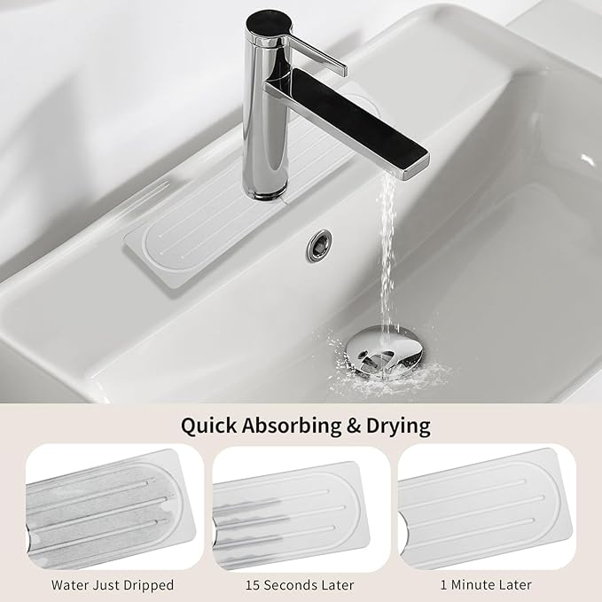 Stone Faucet Mat for Kitchen Sink, Diatomite Fast Drying Absorb Moisture Tray - Image 5