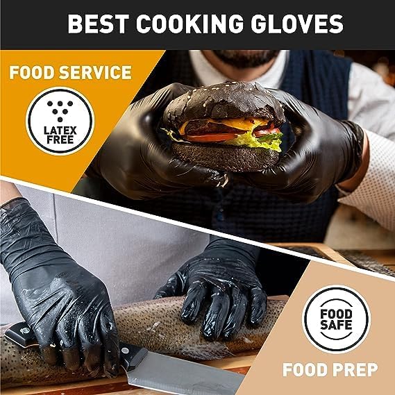OKIAAS Black/Pink Vinyl Disposable Gloves Latex Free, Food Grade, 5 mil - Image 3