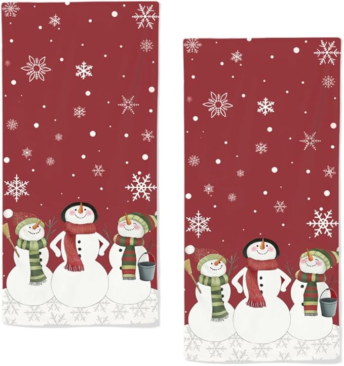 Snowman Hand Towels 28.7 x 13.7 Inch Christmas Bathroom Towels Winter Holiday by qiuhuang