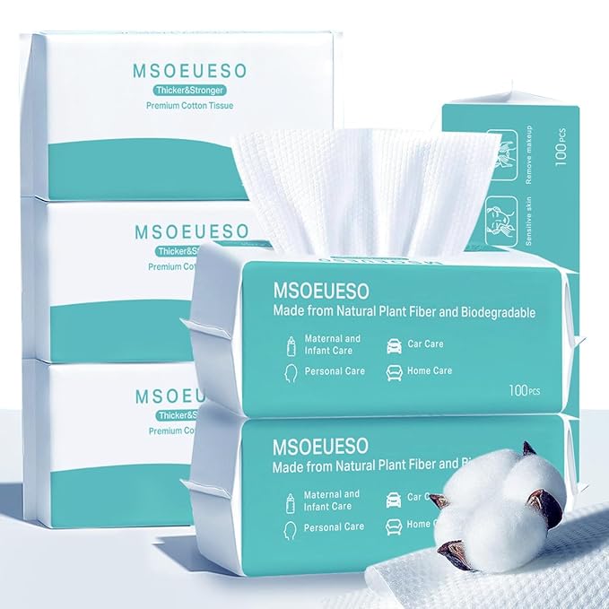 Soft Dry Wipes Cotton Facial Tissues, Cotton Face Towel by MSOEUESO
