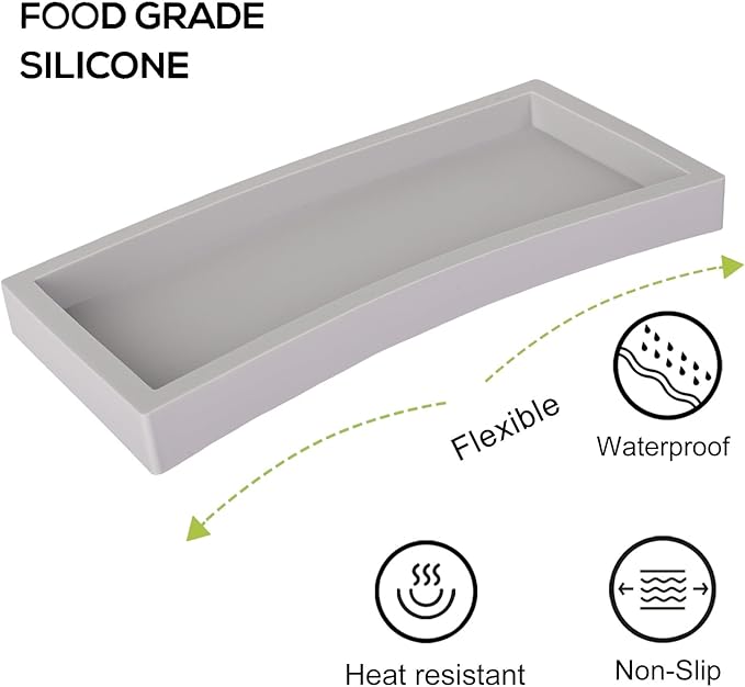 Bathroom Tray, Small Vanity Tray Silicone Soap Dish Sponge Holder Kitchen Sink - Image 3