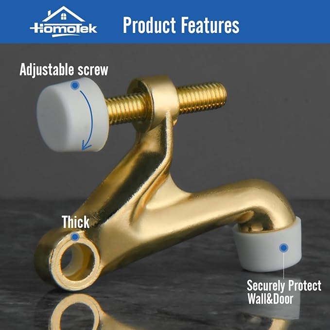 HOMOTEK 4 Pack Hinge Pin Door Stoppers, Adjustable Deluxe Heavy Doorstops - Image 2