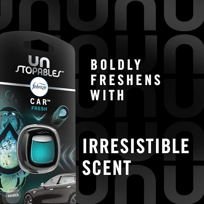 Febreze Car Air Fresheners, Unstopables Fresh & Paradise Scents, Odor Eliminator - Image 2