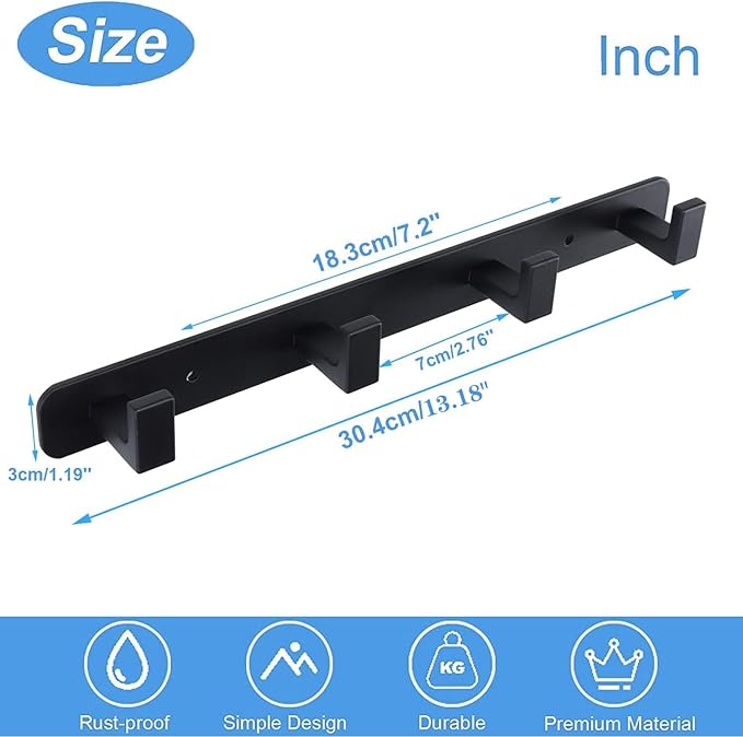 Coat Rack, Heavy Duty Stainless Steel 4 Tri Coat Hook Hanger, Wall Mounted Wall - Image 7