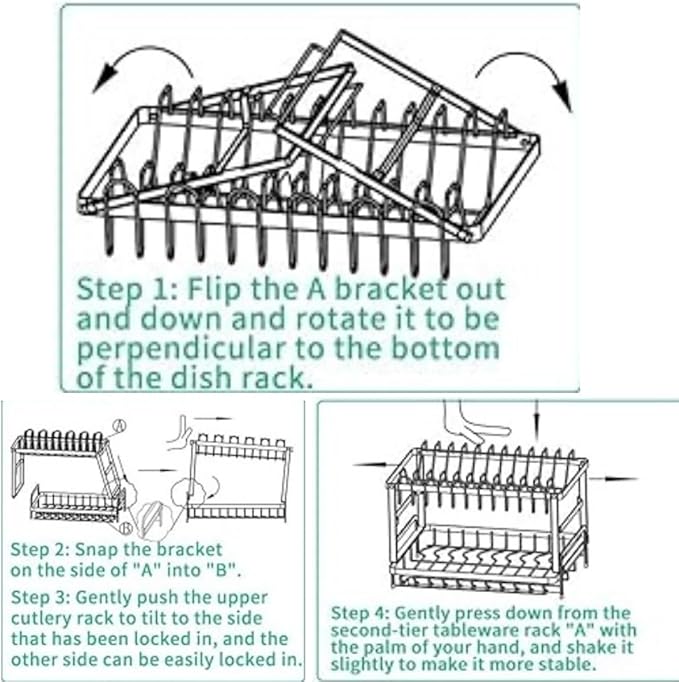 Dish Drying Rack 2-Tier Auto Draining Dish Drying Rack - Image 3