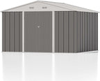 Patiowell 10 x 8 FT Outdoor Storage Shed, Large Garden Tool Metal Shed with Sloping Roof and Double Lockable Door, Outdoor Shed for Backyard Garden Patio Lawn,Grey - Image 7